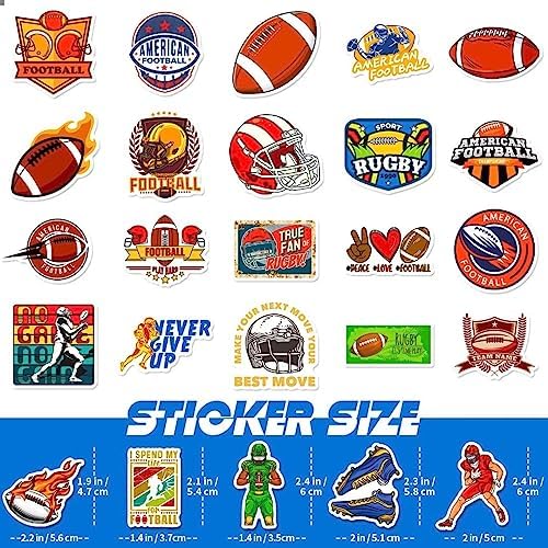 Football Stickers for Kids Teens Adults, 100PCS Vinyl Waterproof Football Sports Stickers for Water Bottle Laptop Skateboard