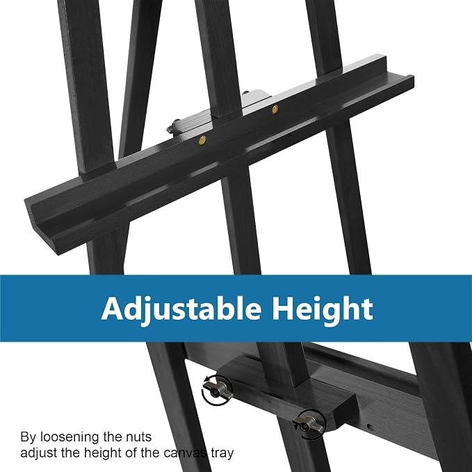 A-Frame Wooden Display Easel, Lyre Beechwood Studio Easel Stand, Black