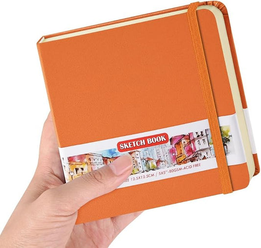 5x5 Pocket Sketch Book,80gsm Hardcover Art Sketchbook for Drawing Journal