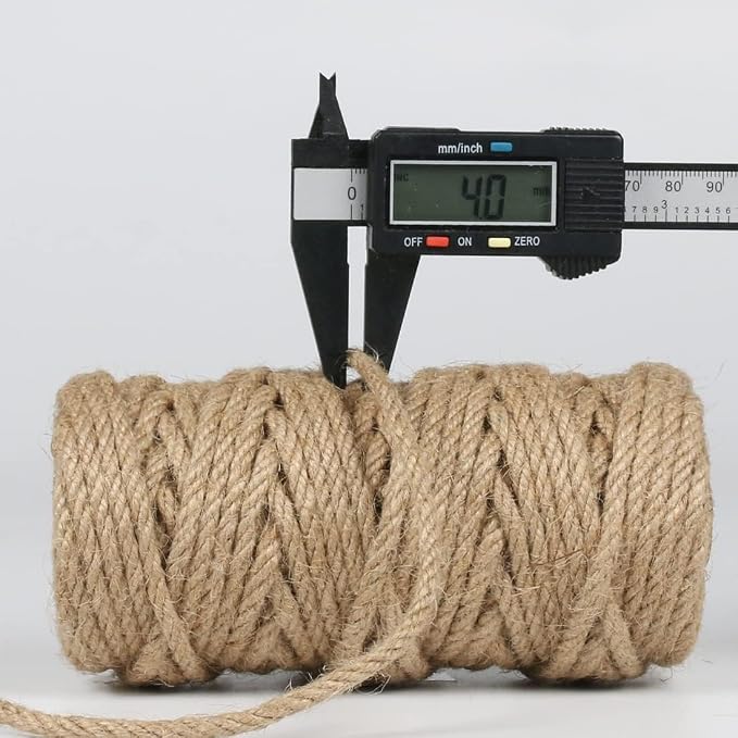 2Pack 4mm Natural Jute Twine Rope 240 Feet Twisted Heavy Duty Thick Twine for Cat Scratching Post Tree Craft Projects Garden Home Decoration Packing Bundling (Brown-120Feet/Roll)