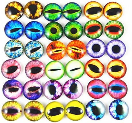 Julie Wang 8mm 100pcs Dragon Eyes Time Gem Cover Cameo Glass Cabochon Dome Jewelry Finding Pendant Crafts DIY Accessory about 0.31inches