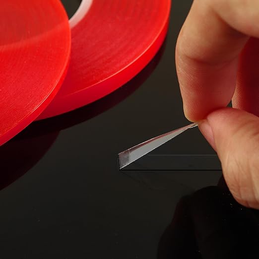 BAOFALI 4Pcs Double Sided Red Line Tape；2 Size Heat Resistant Super Sticky AdhesivesPerfect for Adhering Ribbon, Glitter, or Microbeads, Foiling, Making Boxes and Envelopes, DIY Scrapbooking