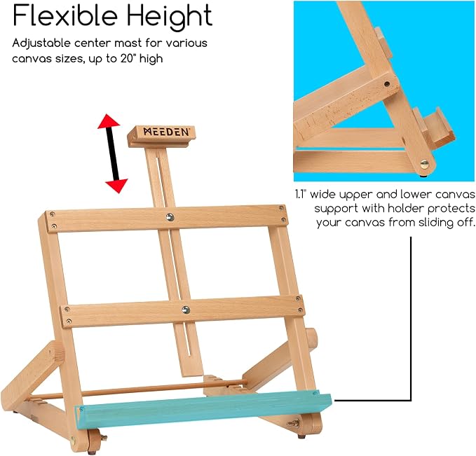 MEEDEN Heavy Duty H-Frame Eaesl: Tabletop Easel 6 Adjustable Position
