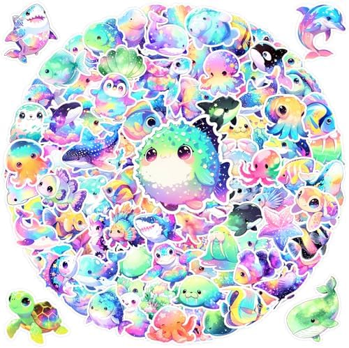 100 Pcs Cute Ocean Stickers Animals Sticker for Kids Adults