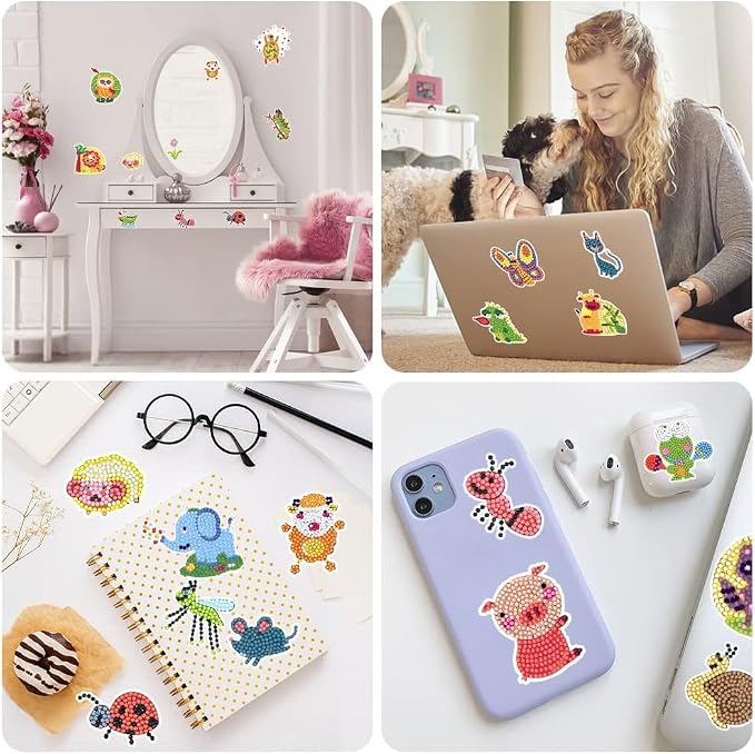Labeol Diamond Art Kits for Kids Boys and Girls Ages 6-8-10-12 Easy to DIY Creative Diamond Art Sticker Craft by Numbers Kits for Kids and Adult Beginners (Various Animals)