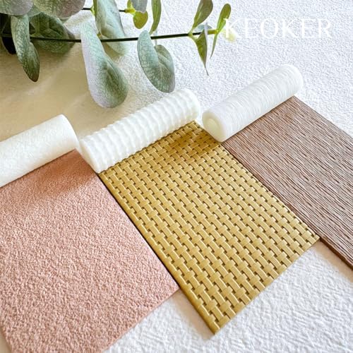 KEOKER Polymer Clay Texture Roller - Great for Making Earrings, Like Texture Sheets, Works with Clay Cutters (3 Small Size)