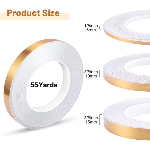 Zonon Gold Washi Tape for Wall Decor Self Adhesive 5/10/15mm