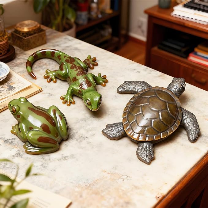 Animal Resin Molds 3ps Turtle Frog and Lizard Shapes Silicone Molds for Epoxy Resin 3D Lifelike Animal Molds DIY Art Craft Resin Casting Home Decoration