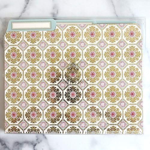 Anna Griffin Acanthus Style File Folders - 12 Letter Size Folders with Foil Stamped Details & 3 Tab Dividers, Elegant Organization for Professional Use