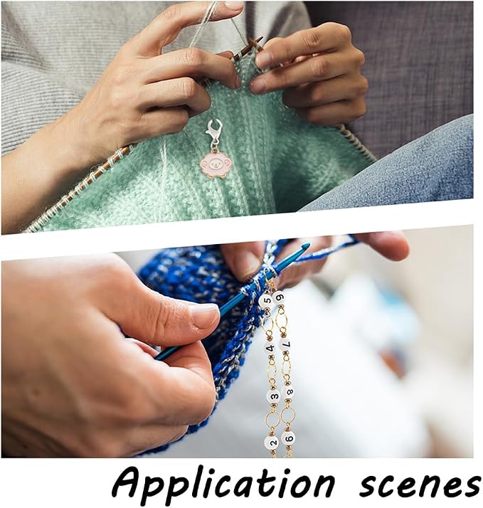 BENECREAT 11Pcs Sheep Theme Charm Stitch Marker, Knitting Counter Chain