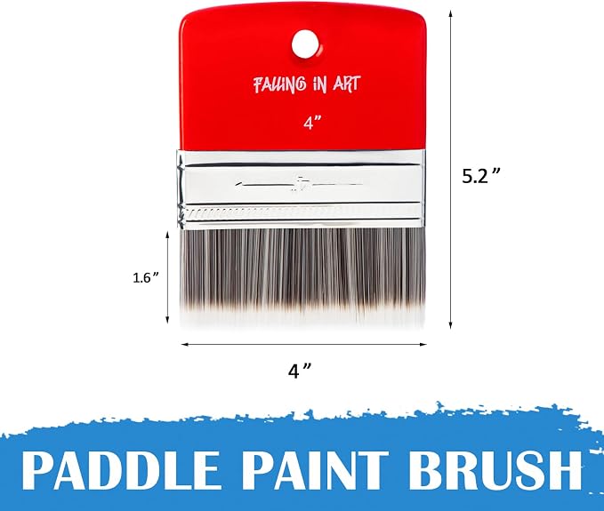 Falling in Art 4 Inch Flat Paddle Paint Brush | Scale Brush, Blending Paint Brush, Wide Flat Paint Brushes for Oil and Acrylic Paints