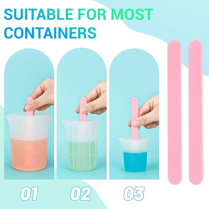 Gartful 6PCS Large Silicone Stir Sticks, Reusable Epoxy Resin Stir Sticks for Resin Mixing, Paint, Making Glitter Tumblers Cups, Arts, Crafts, Facial Mask Stirring Rods, 6.3" Long, Pink