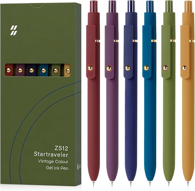 FIOVER Gel Pens 6pcs 0.7mm Fine Point Black Ink Quick Dry Pens