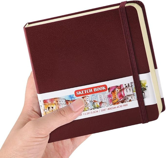 5x5 Pocket Sketch Book,80gsm Hardcover Art Sketchbook for Drawing Journal