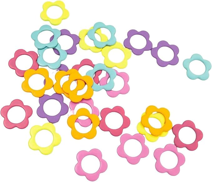 Wonafa 50Pcs Flower Metal Stitch Markers,Metal Colorful Crochet Stitch Markers,with Storage Box for Crocheting Clothing Tag DIY Craft Project (Flower-50Pcs)