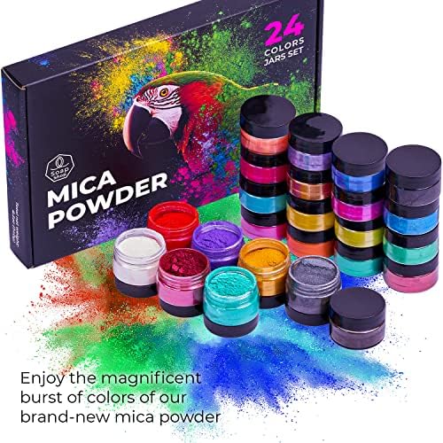 Mica Powder for Resin Coloring - 24 Colors Jars Pigment Powder for Nails