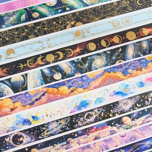 Gold Foil Washi Tape Set 30 Rolls,Decorative Masking Tape for Junk Journal, Scrapbooking Supplies, DIY Crafting Supplies