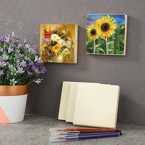 Square Wood Panels Unfinished Wooden Canvas Painting Board 16 Pcs
