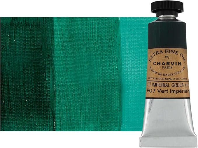 Charvin Extra Fine Oil Paint, Imperial Green 20 ml - Triple-Milled, Rich Texture, Poppy Oil-Based, Light-Fast, Handmade, Archival Quality