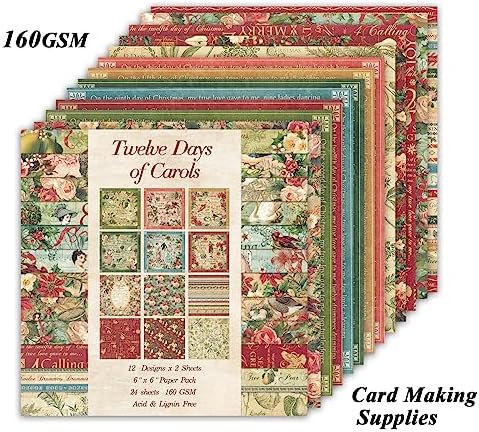 Scrapbook Paper, 24 Sheets 6"×6" 160gsm Single-Sided Patterned Cardstock