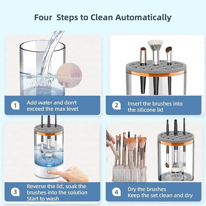 Electric Paint Brush Cleaner, Rinse Cup, Brush Rinser for Painting, Brush Cleaning Washer Rinser for Acrylic, Watercolor Painting, Makeup Brush Cleaner,Brush Holder (1, White)