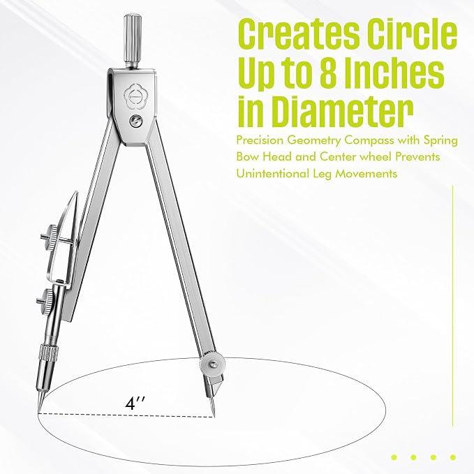 EBOOT Drawing Compass and 6 in Protractor Geometry Set, Yellow | Geometry Math Set, Swing Arm Protractor Ruler Compass, Geometry Drawing Tools for Measuring Angles