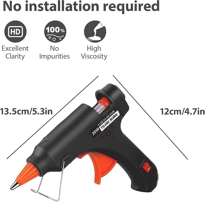 Mini Hot Glue Gun Kit with 10 Sticks 20W Fast Heating Craft Tool - | Quick Melt Set for DIY Art, Home Repair & School Projects. Lightweight, Easy Use. (Black)