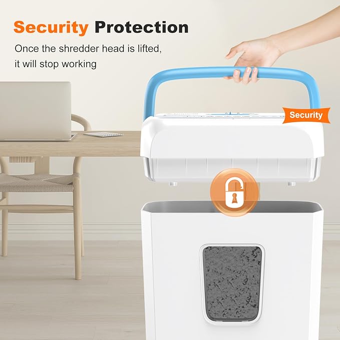 Bonsaii 6-Sheet Cross Cut Paper Shredder for Home, 3.4 Gal Bin | P-4 Security Level, Shreds Credit Cards, Staples & Paper Clips, with Portable Handle, Small Shredder for Home Office