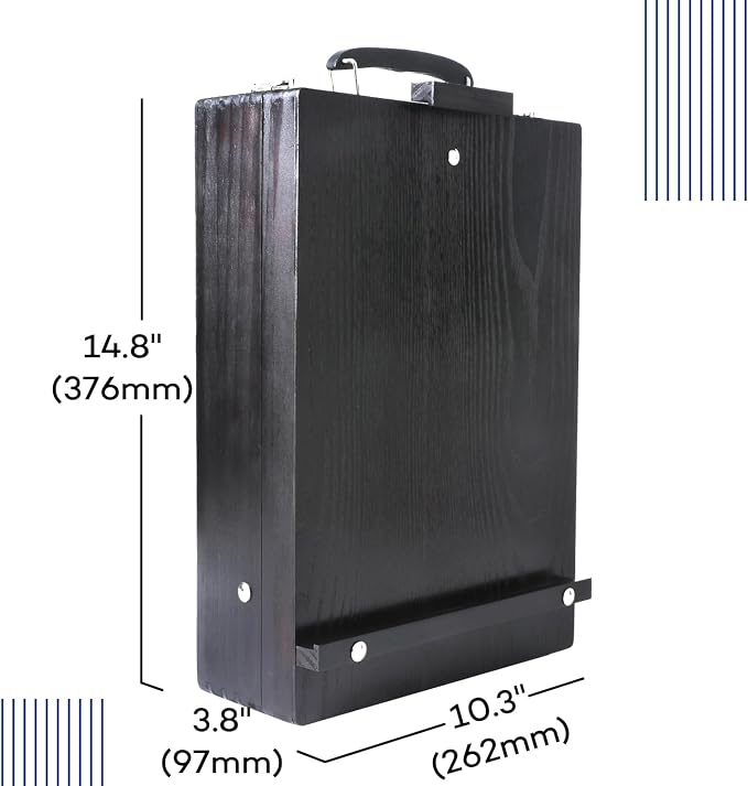 Artkey Tabletop Box Easel, Pine Wood Portable Artist Easel with Storage Case (4 Compartments), Adjustable 0-90° Angle, Carry Handle, for Canvas up to 22.6"