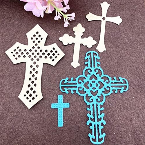 Scrapbooking Die-Cuts, Layer Frame Net Set Metal Cutting Dies for Card Making, Paper Craft Template, Background Embossing Stencils, DIY Album Décor (Five Crosses-11.4x12.5cm)
