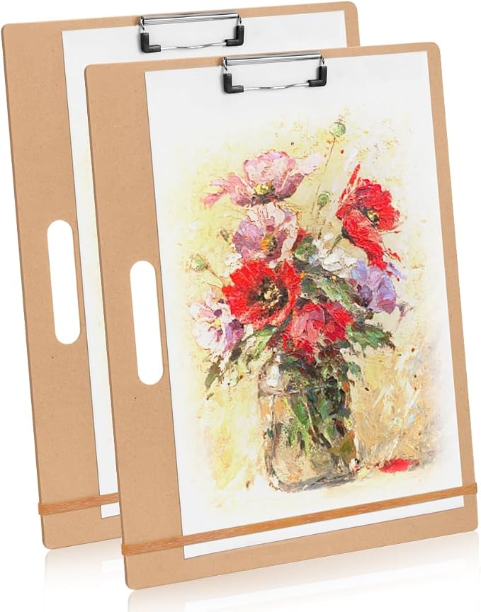 13"x17" Drawing Boards with Clip, Bands and Handle, Pack of 2 | Portable Lightweight Art Board For Sketching, Durable Watercolor Board For Artists Indoor Outdoor Use, Art Supply