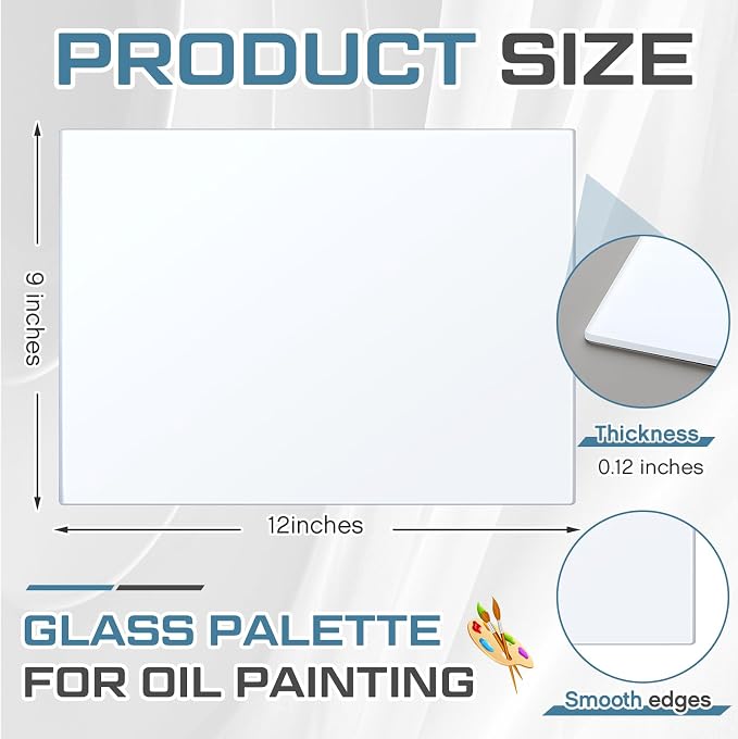 Nuanchu 1 Pcs Tempered Glass Palette for Oil Painting, 9 X 12 Inches White