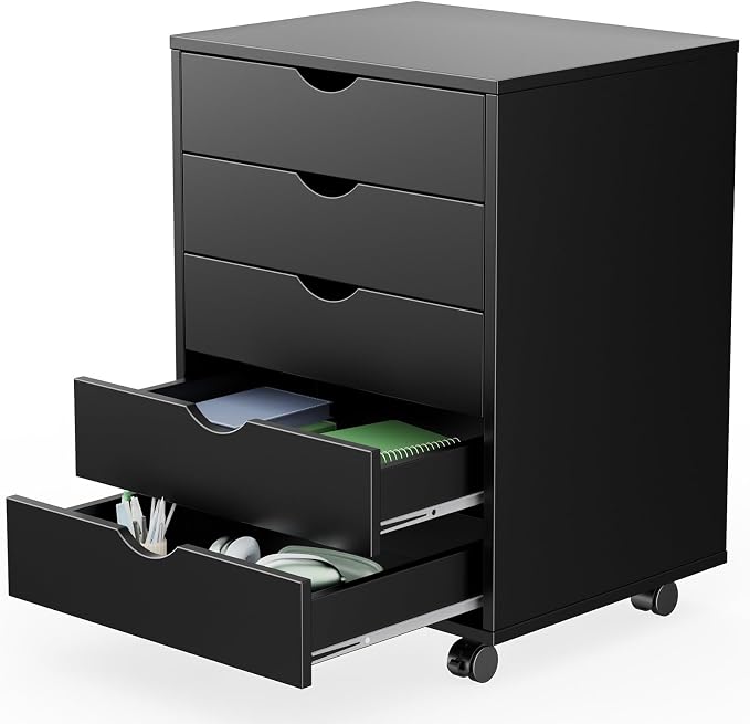 Sweetcrispy 5 Drawer Wooden Dresser, Storage Cabinets, Room Organization