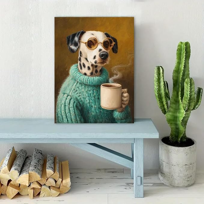 Canrichshop 6 Packs Puppy Paint by Numbers Kit for Adults Without Frame,Funny Dog DIY Adults' Paint-by-Number Kits on Canvas,Easy Acrylic Paint Kit Beginners for Home Decor 9.8x13.8 Inch