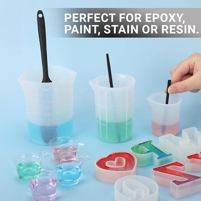 Gartful Colored Silicone Stir Sticks, Epoxy Resin Mixing Sticks Reusable Stirring Rods for Art Supplies, DIY Crafts Resin, Paint Mixing, Craft Supplies, Tumbler Making, Face Mask Spatula,Black