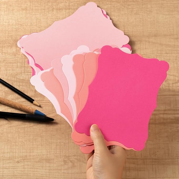 50 Pack Blank Kraft Greeting Cards, Pink, 5 Colors, 5x7IN