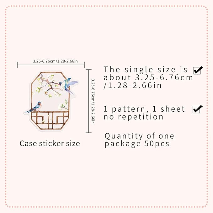50PCS Ancient Chinese Style Stickers for Scrapbooking Journaling Junk Journal Scrapbook Supplies - Self-Adhesive Scrapbooking Stickers Supplies Journal Stuffers for Adult Card Making Letters DIY