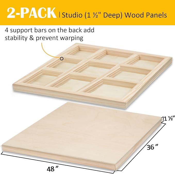 Falling in Art 2 Pack 36x48'' Unfinished Gallery Birch Wood Canvas Panels