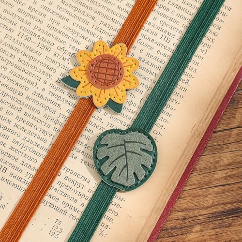 2PCS Vintage Elastic Leather Bookmark for Women, Elastic Bands Leather Book Marks, PU Bookmarks Planner Accessories, for Book Lover, Reader, Hardcover Journals, Notebooks, Planners, Binders