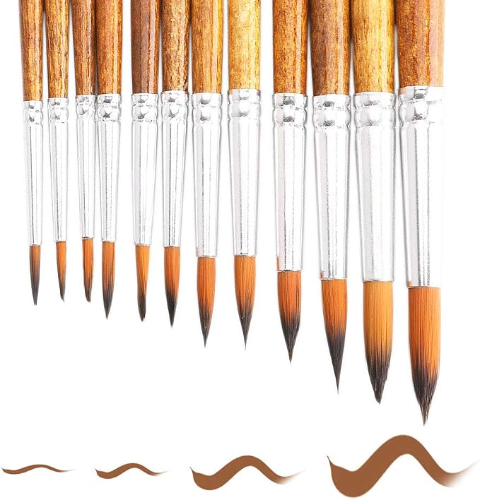 Watercolor Paint Brushes FENORKEY 12Pcs Round for Watercolor, Acrylic & Gouache