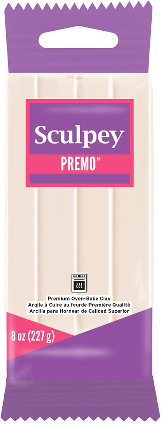 Polyform Sculpey Premo Polymer Oven-Bake Clay, Translucent, 8 oz bar | Flexible and durable modeling clay for caning and mica shift. Stays soft until baked in a home oven. 227g bulk size