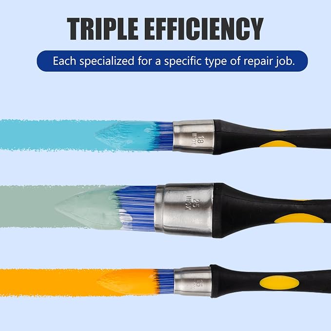 Mister Rui Round Trim Brush Set, 3 Pcs Paint Brushes for Trim, Tight Space | Corner Paint Brush, Small Crevice Paint Brush Edger for Touch up, Detail Work, Window Trim, Door-5/8”, 3/4” and 1”