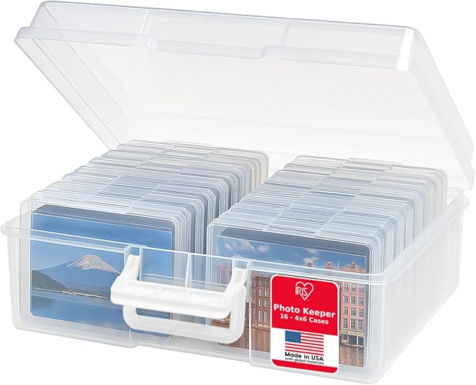 IRIS USA Photo Storage Box |Made in USA| 16 Cases - Clear