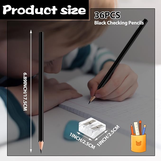 36 Pack Black Colored Pencils for Kids, Pre-sharpened Art Pencils Back to School Supplies Set, Drawing Sketching Pencils for Students, Teachers, Classroom