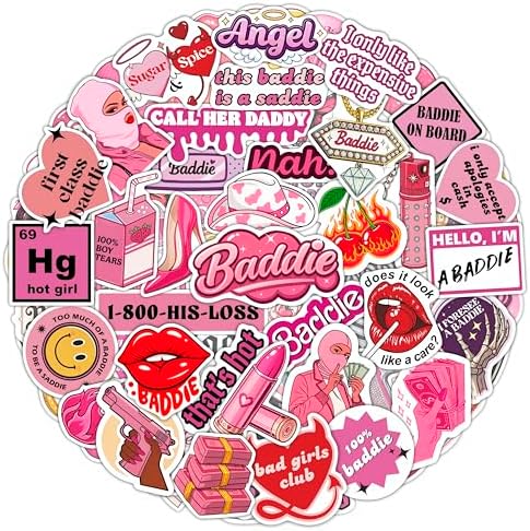 100Pcs Baddie Stickers Aesthetic for Laptop - Baddie Gifts, Party Supplies & Decoration - Waterproof Vinyl Stickers and Decals - Gift for Women & Men