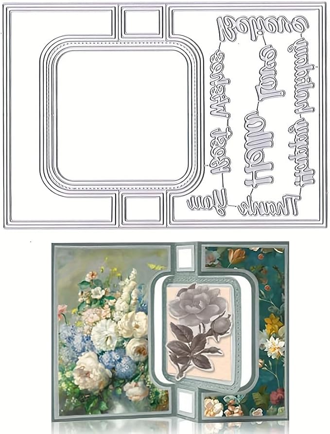 Lapoo Geometric Cutting Die for Scrapbooking - Durable, Metal Cutting Die for DIY Scrapbook Photo Album Decorative Paper Card, Card Making Supplies (Retro 3D Greeting Card 7.8 x 5.5 in)