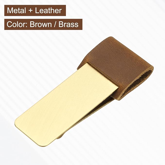 PATIKIL Pen Loop for Notebook, Brass Leather Pencil Holder Pen Clip for Notebook Traveler Journals Planner, Brown