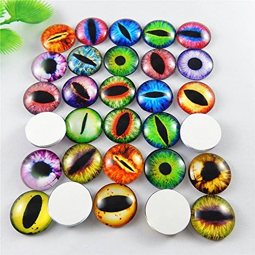 Julie Wang 18mm 40pcs Mixed Dragon Eyes Flatback Glass Cabochon Dome for Artworks Making Jewelry Settings Craft DIY Findings
