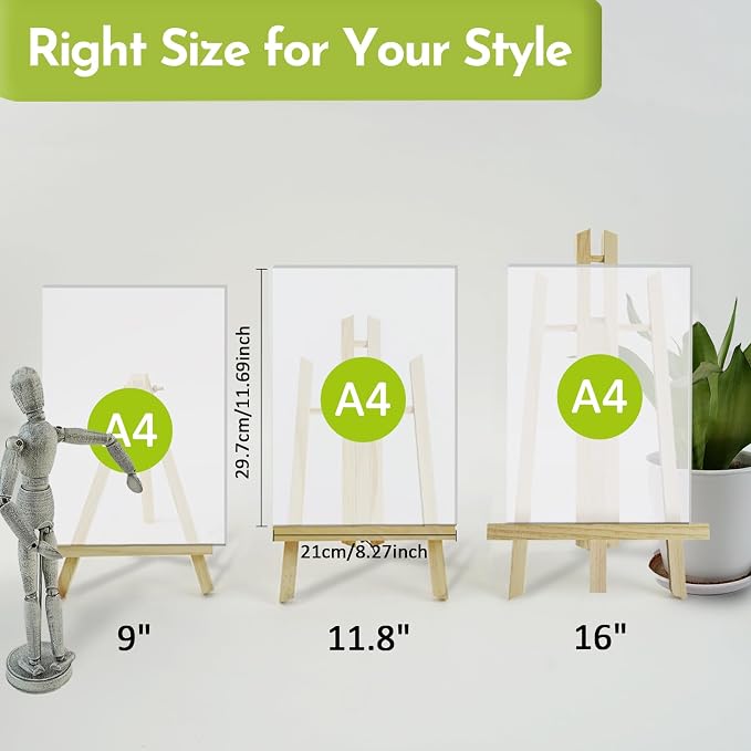 CONDA 6 Pack 11.8" Tabletop Easel, Portable A-Frame Tripod Tabletop Easel Set for Painting Party & Displaying Canvases, Photos, Display Tripod Holder Stand for Students Kids Beginners