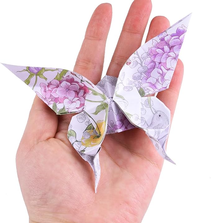 Origami Paper 50 Sheets, 6-Inch Square Double Sided Colored Craft Paper | 70GSM colorful paper,50 Vivid Pattern Origami Kit,DIY Hand Crafts,Arts Creativity,Easy to Fold,No-Fading.Rose